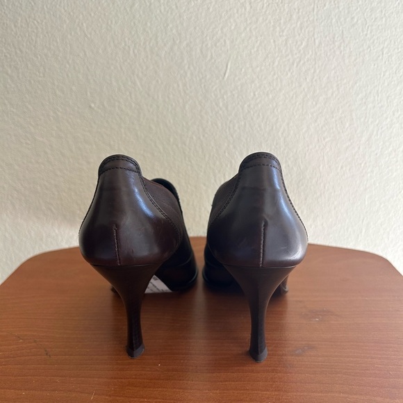 Donald J. Pliner Medea Heel Ankle Boots Brown Black Size 7.5 Leather Fabric Side - Picture 5 of 11